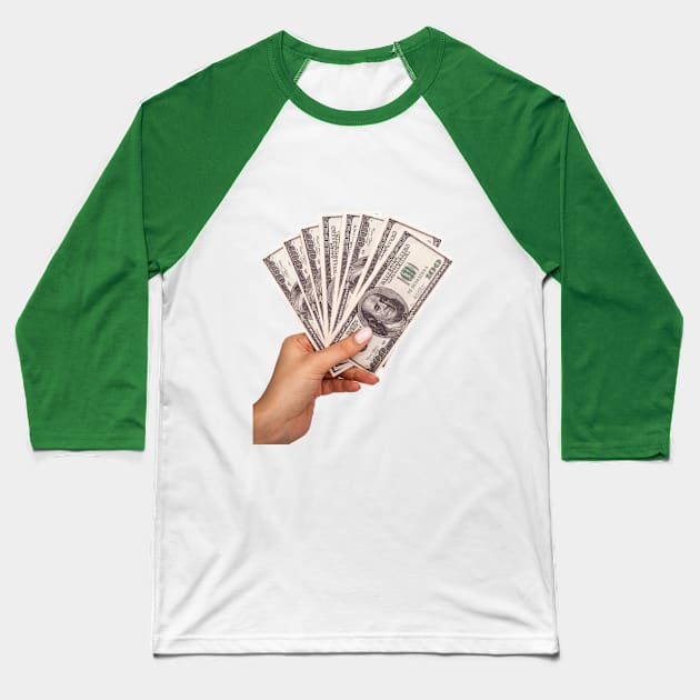 Money Hand Baseball T-Shirt by MashaVed